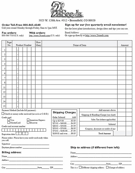 Fax Order Form